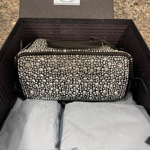 Prada Satin Crystal Mini Galleria Double Zip Tote Metal in Box SPB-JB 334867 - Picture 10 of 12